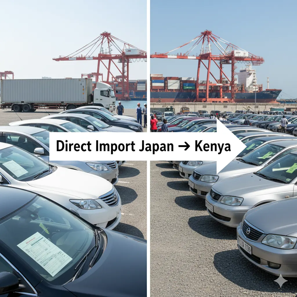Direct import vs local dealers comparison showing Japan to Kenya car imports and buying cars locally in Kenya